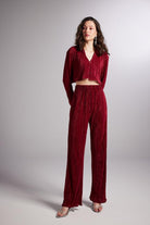 Crop Model Düğme Kapamalı Comfy Crop Gömlek Bordo - 2