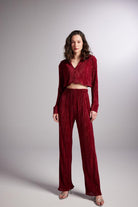 Crop Model Düğme Kapamalı Comfy Crop Gömlek Bordo - 4