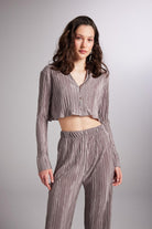 Crop Model Düğme Kapamalı Comfy Crop Gömlek Vizon - 1