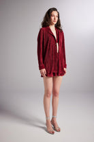 Düğme Kapamalı Comfy Oversize Gömlek Bordo - 4
