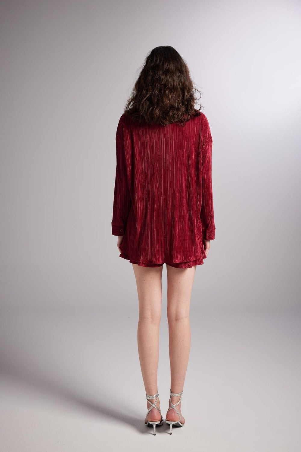 Düğme Kapamalı Comfy Oversize Gömlek Bordo - 5