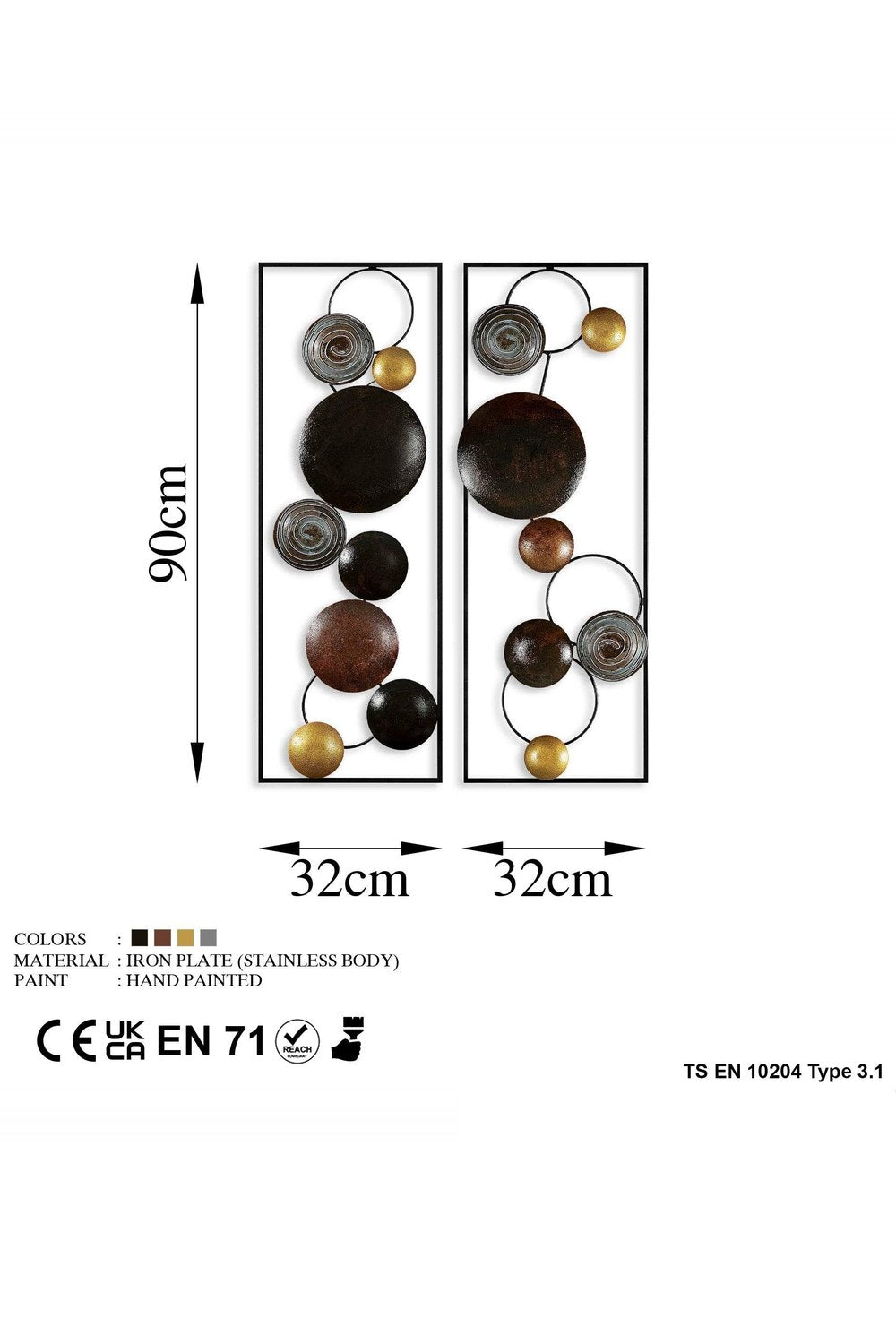 Bys-124 Dekoratif 2'li Metal Duvar Tablosu - 6