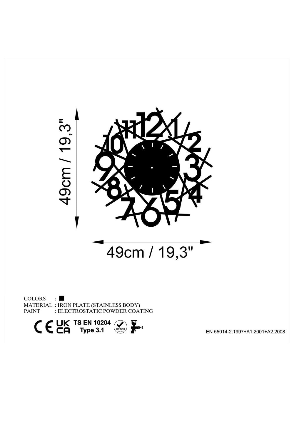 Watch-073 Dekoratif Metal Duvar Saati - 5