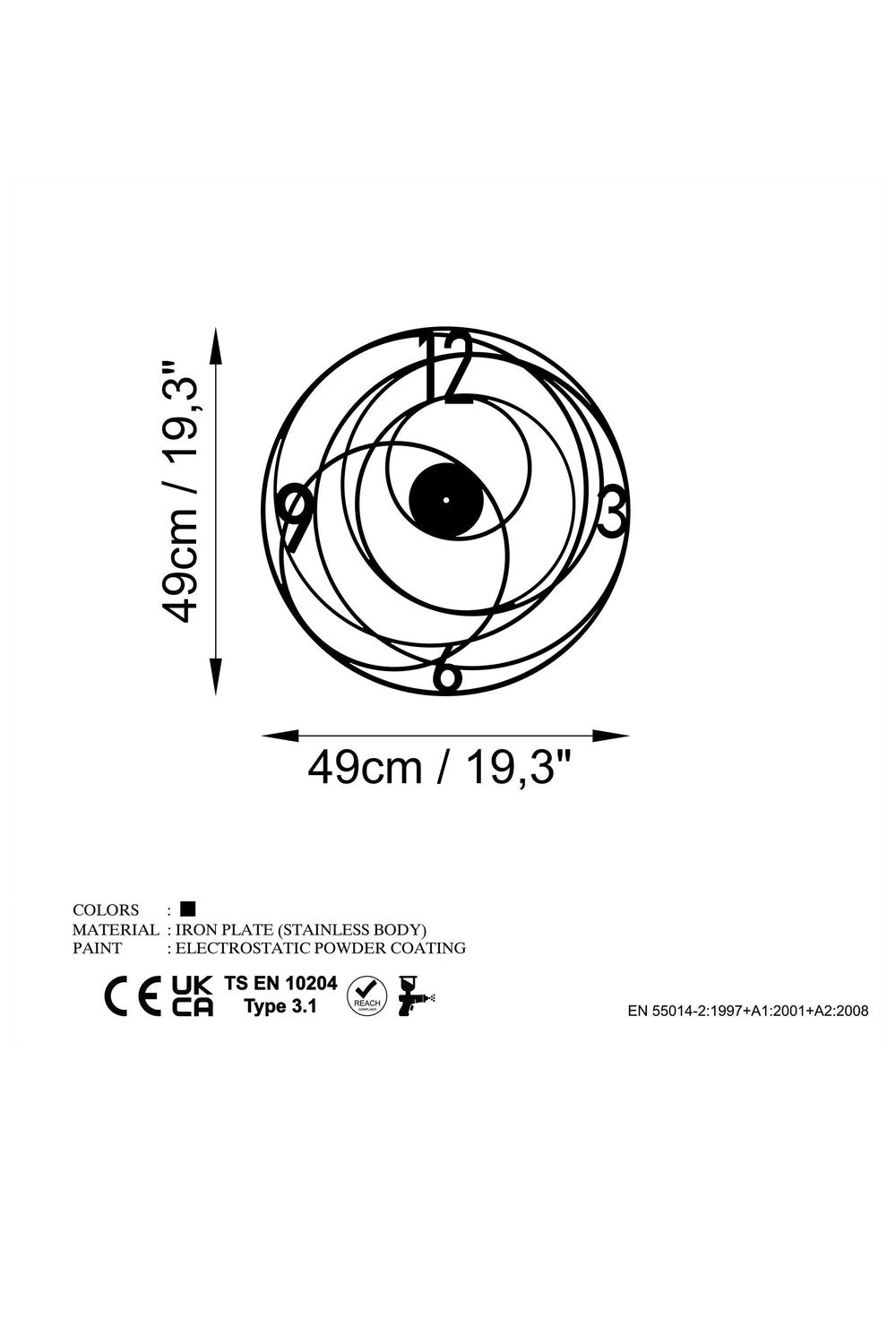 Watch-050 Dekoratif Metal Duvar Saati - 5