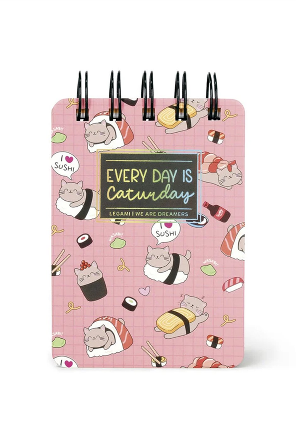 Çizgili Spiral Ciltli Defter - Mini Boy - Sushi Kedi - 0