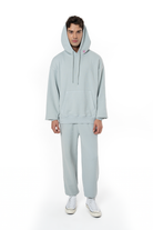 Erkek Oversize Fm Icon Nakışlı Hoodie - Mavi - 0