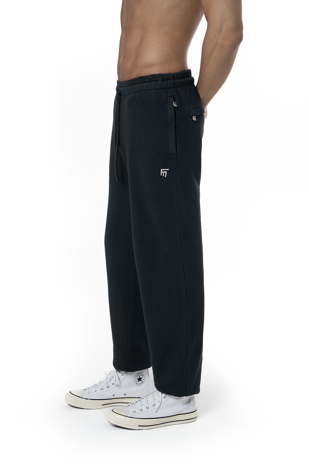 Erkek Relaxed Fit Fm Icon Nakışlı Jogger - Siyah - 3