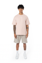 Unisex Relaxed Fit Basic Fakemood Baskılı Şort - Taş - 0