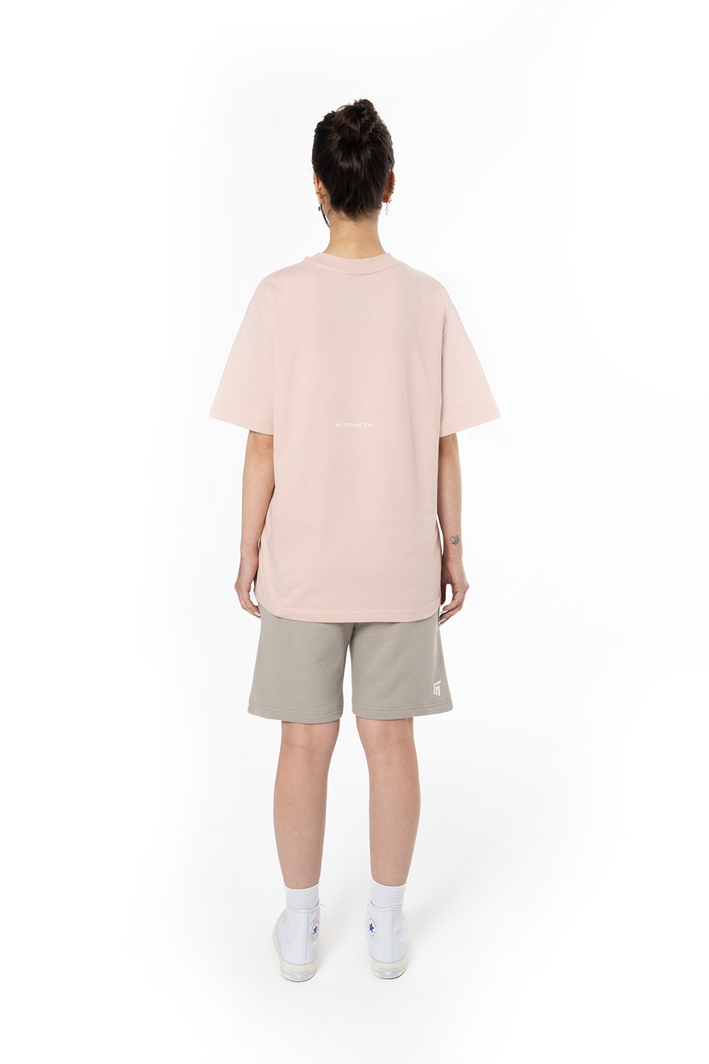 Unisex Relaxed Fit Basic Fakemood Baskılı Şort - Taş - 5