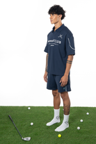 Erkek Oversize Fakemood Jersey Polo Yaka Golf Forma - Lacivert - 1