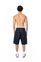 Unisex Oversize Premium Raw Denim Şort - Siyah - 4