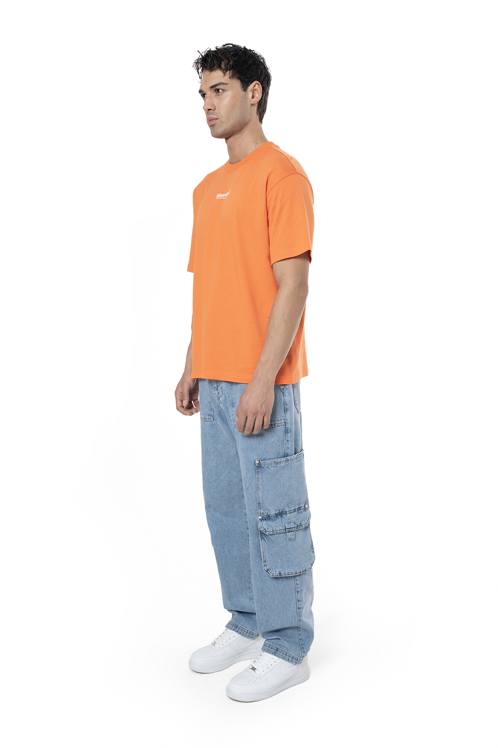 Unisex Relaxed Fit Logo Kabartmalı Nakış Detaylı Premium Kargo Pantolon - Mavi - 0