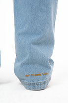 Unisex Relaxed Fit Logo Kabartmalı Nakış Detaylı Premium Kargo Pantolon - Mavi - 6