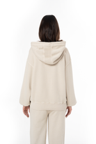 Kadın Oversize Fm Icon Nakışlı Hoodie - Bej - 2