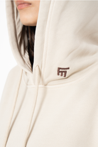 Kadın Oversize Fm Icon Nakışlı Hoodie - Bej - 3