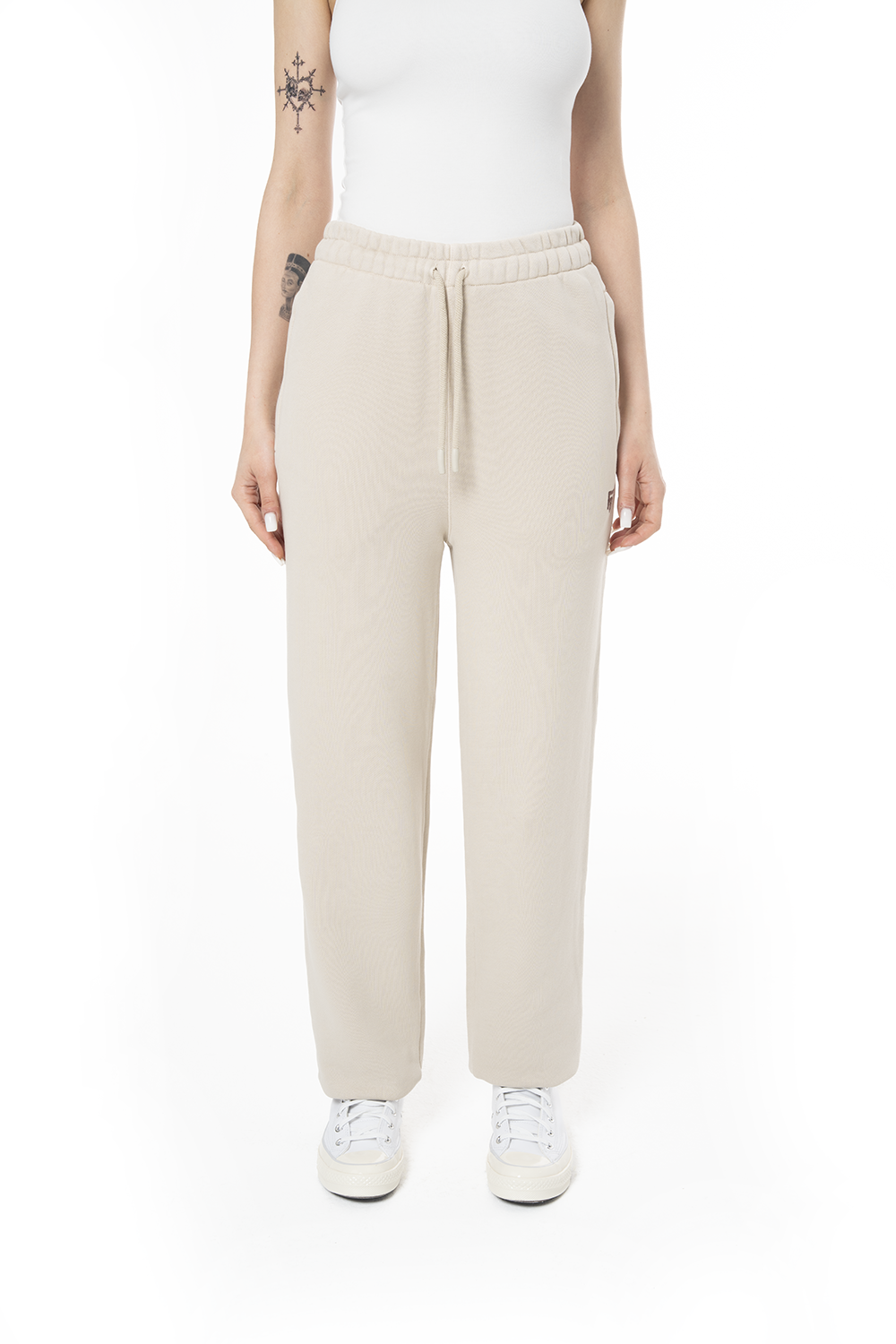 Kadın Relaxed Fit Fm Icon Nakışlı Jogger - Bej - 3