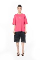 Kadın Oversize Fm Icon Yıpratmalı Tişört - Pembe - 1