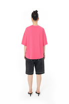 Kadın Oversize Fm Icon Yıpratmalı Tişört - Pembe - 3