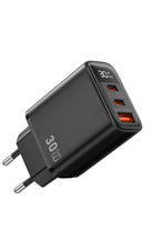 Gan Teknolojili 3 Portlu Dijital Ekranlı Şarj Adaptörü, 30w - 0