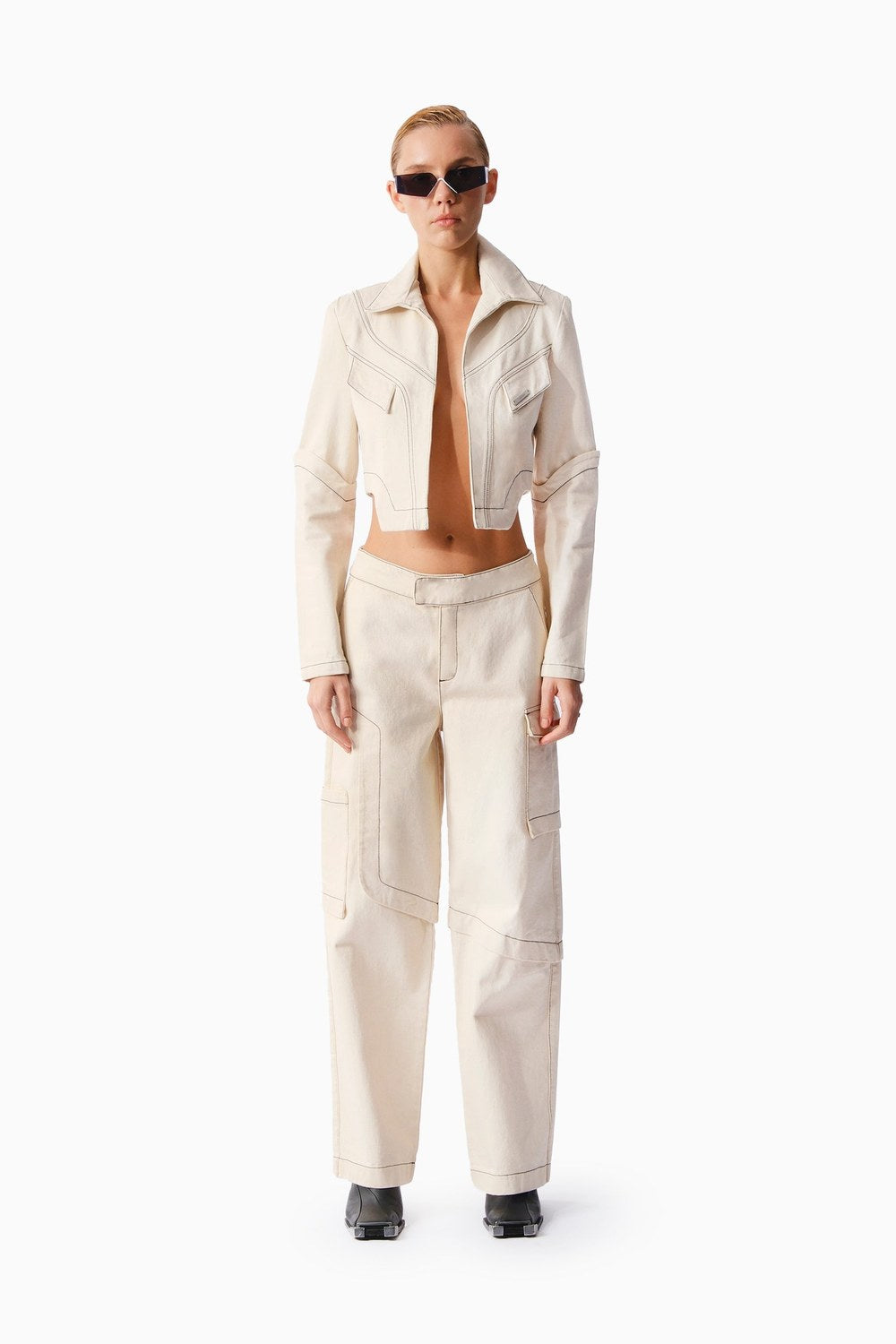 Bej Denim Kargo Pantolon - 1