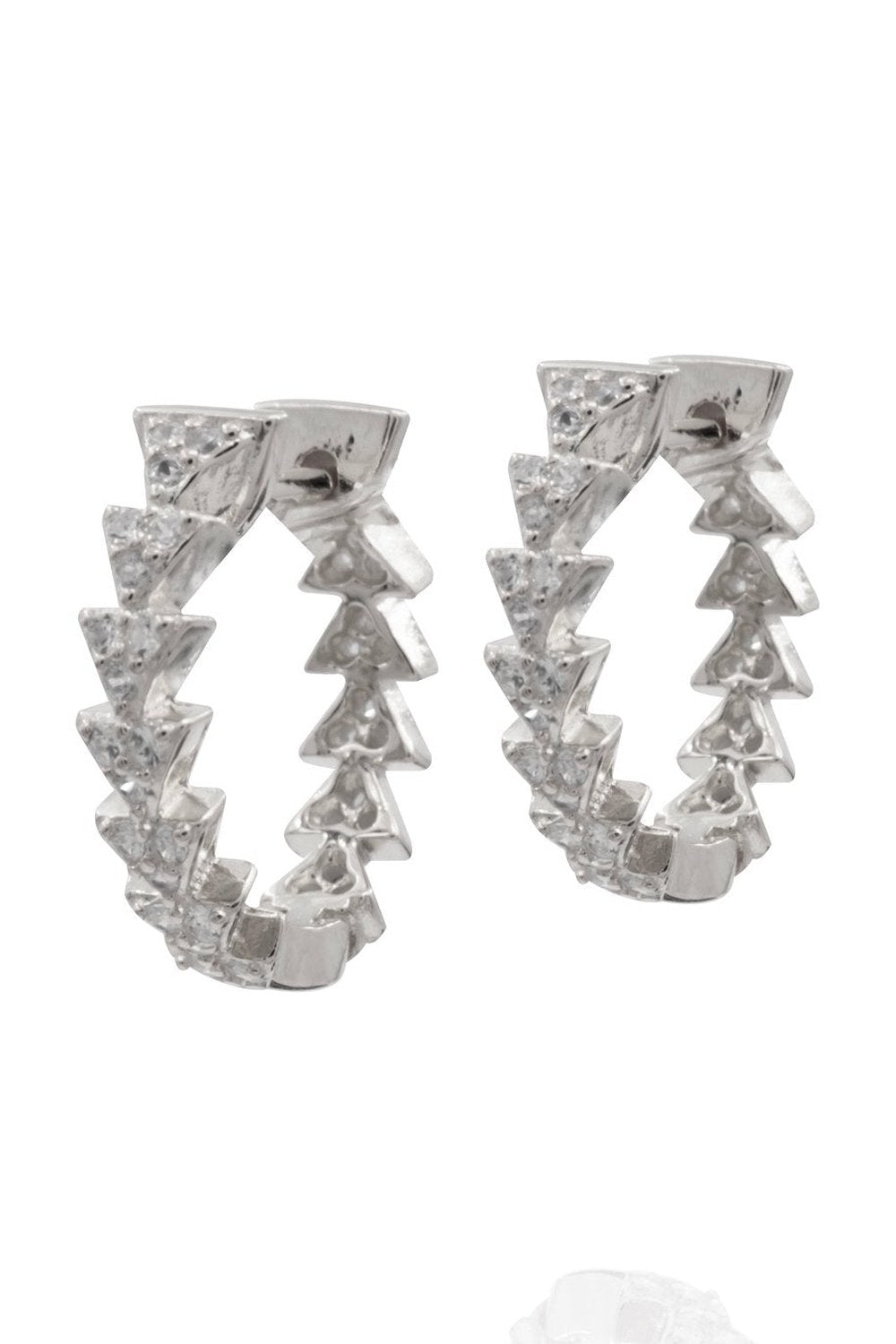 Dazzle 925 Ayar Gümüş Zirkon Taşlı Halka Üçgen Küpe - 2