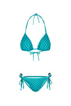 Ekose Desenli Bikini Takım, Mavi - 0