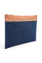 Chain Denim Ve Deri Clutch Çanta - 1
