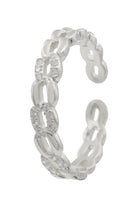 Chain Ring 925 Ayar Gümüş Zirkon Taşlı Ayarlanabilir Yüzük - 4