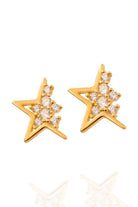 Half Star 925 Ayar Gümüş Mini Taşlı Yarım Yıldız Küpe - 0