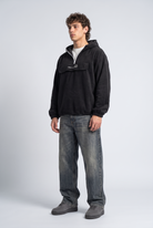 Yarım Fermuarlı Kapüşonlu Polar Sweatshirt
