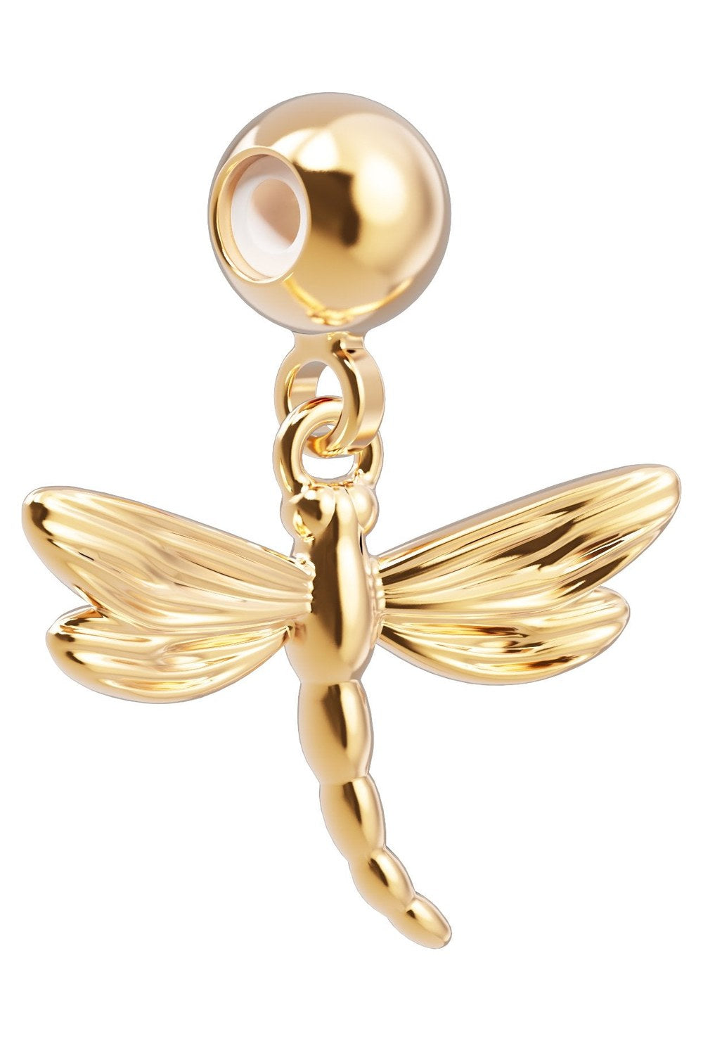 18 Ayar Altın Kaplama Dragon Fly Charm – Slide-On Takı Charmı - 0