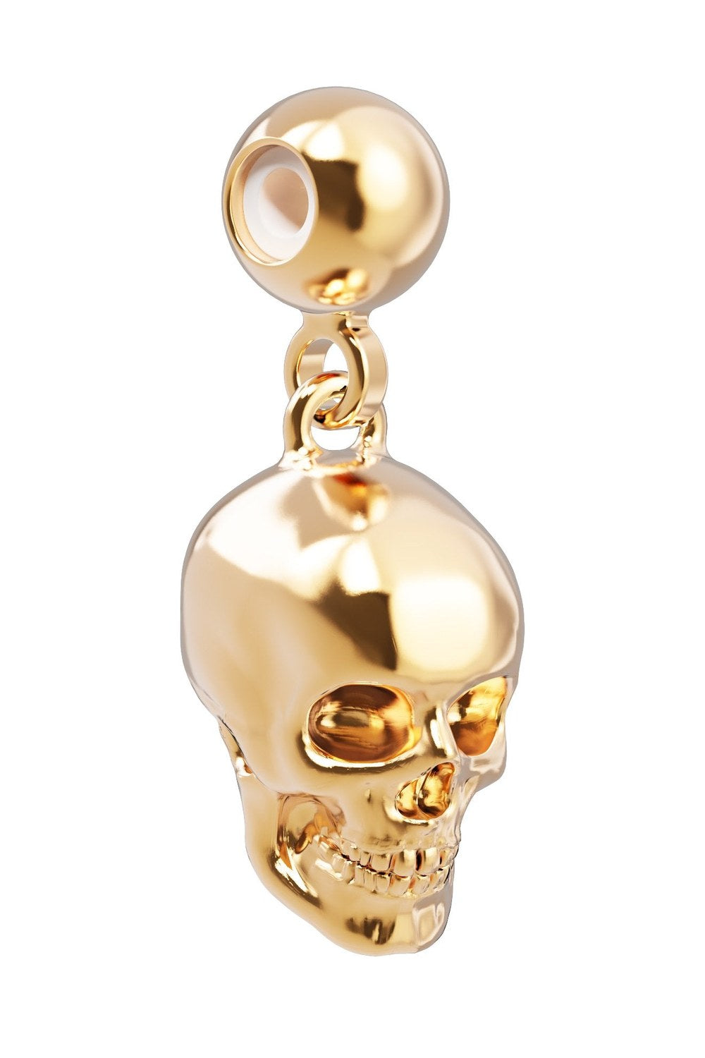 18 Ayar Altın Kaplama Skull Charm – Slide-On Takı Charmı - 0
