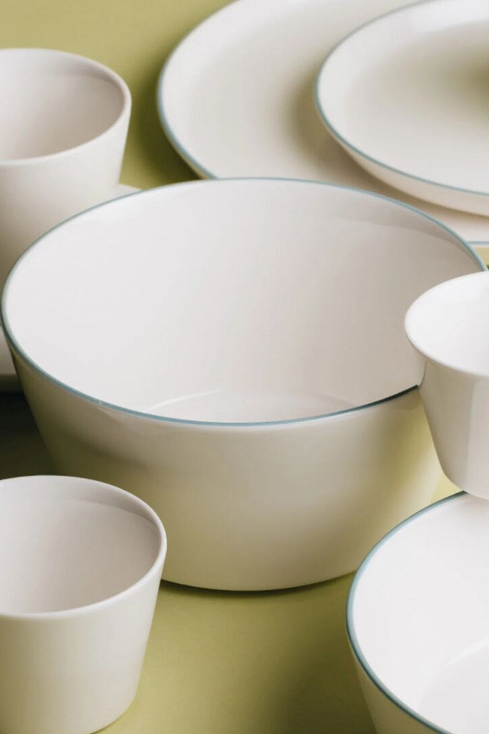 Roman 4 Parça Büyük Kase (Bowl) – Beyaz-Mavi - 1