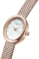 Mini Oval Rose Gold Kasa Beyaz Kadran Hasır Kordon Kadın Kol Saati - 1