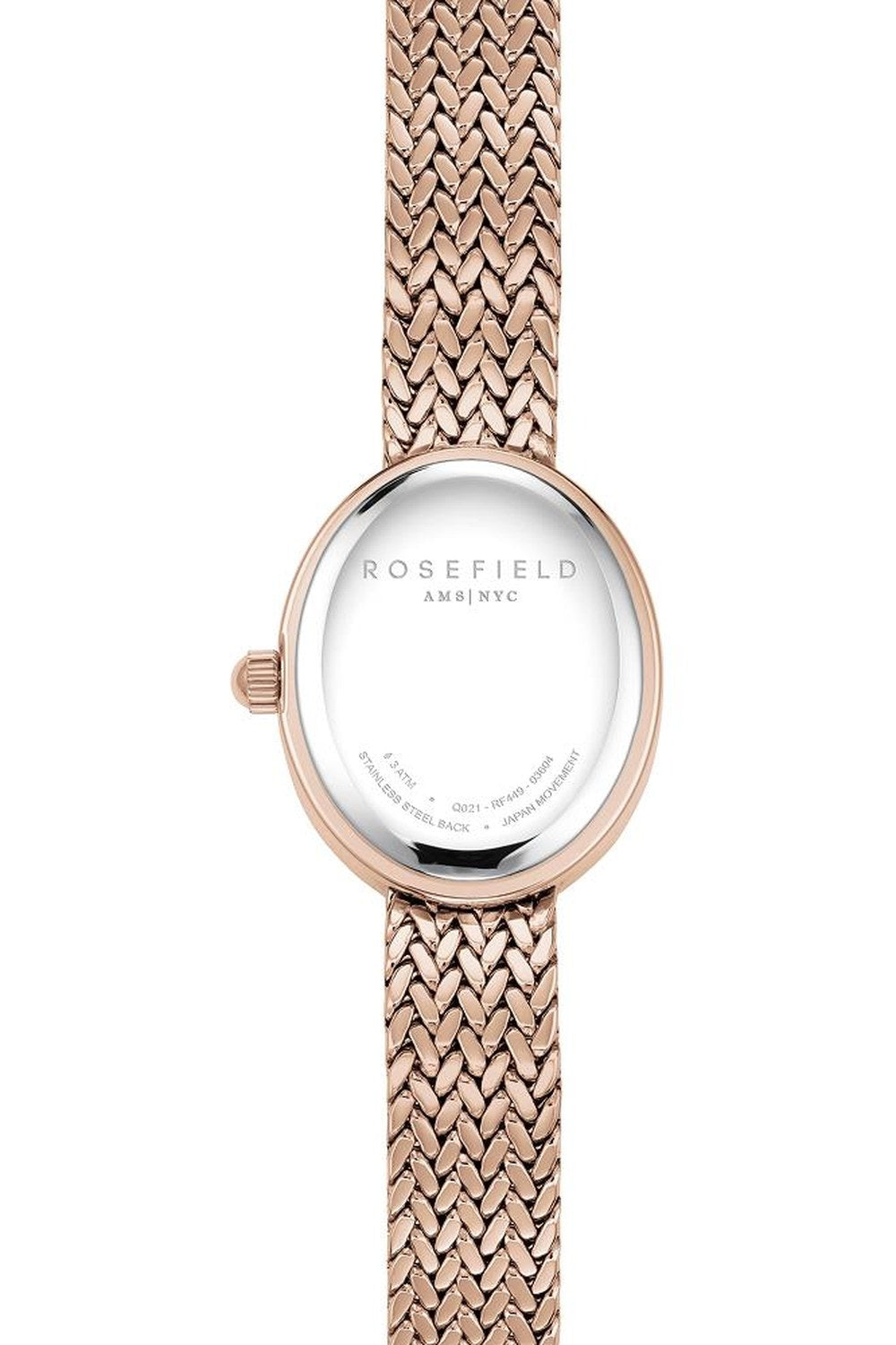 Mini Oval Rose Gold Kasa Beyaz Kadran Hasır Kordon Kadın Kol Saati - 2