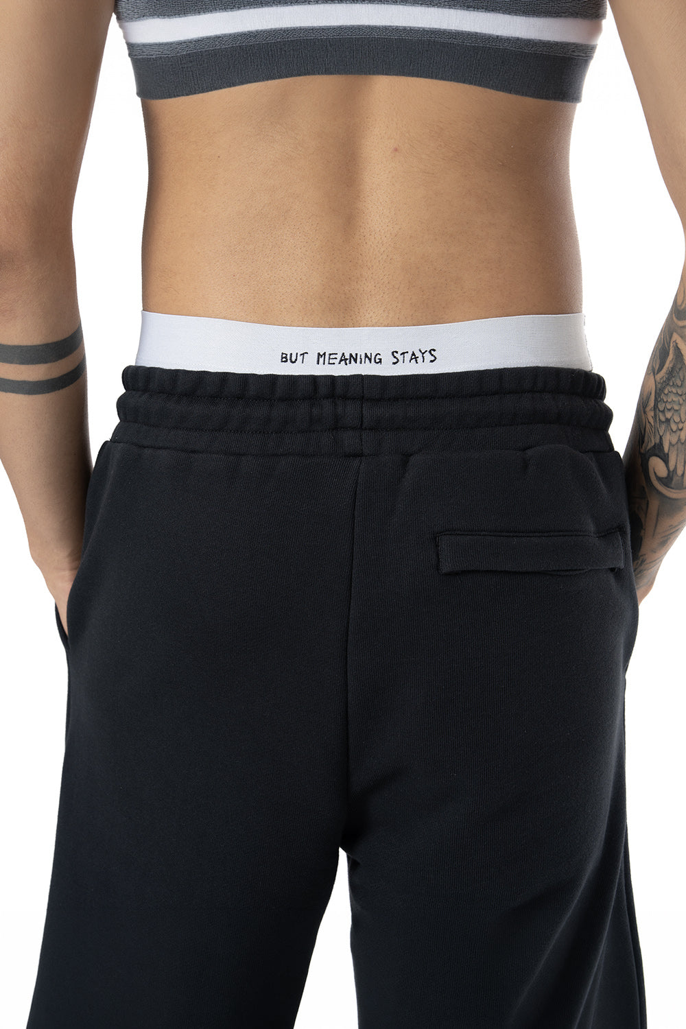 Unisex Relaxed Fit Basic Fakemood Baskılı Şort - Siyah - 1