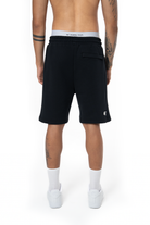 Unisex Relaxed Fit Basic Fakemood Baskılı Şort - Siyah - 4