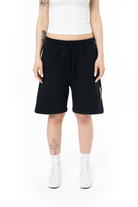 Unisex Relaxed Fit Basic Fakemood Baskılı Şort - Siyah - 5