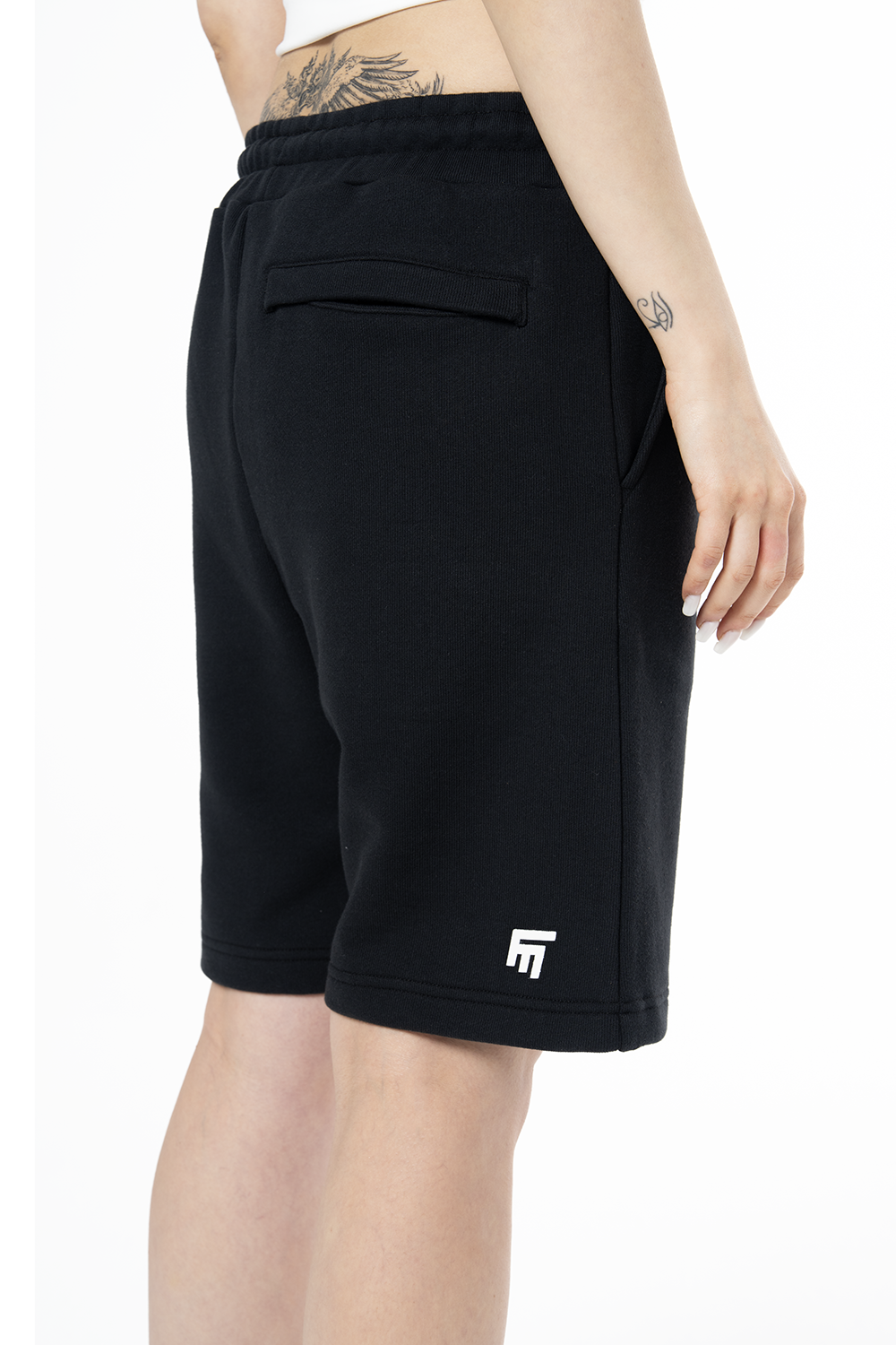 Unisex Relaxed Fit Basic Fakemood Baskılı Şort - Siyah - 7