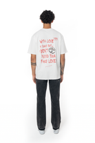 Unisex Oversize Fake Love Baskılı Tişört - Beyaz - 3