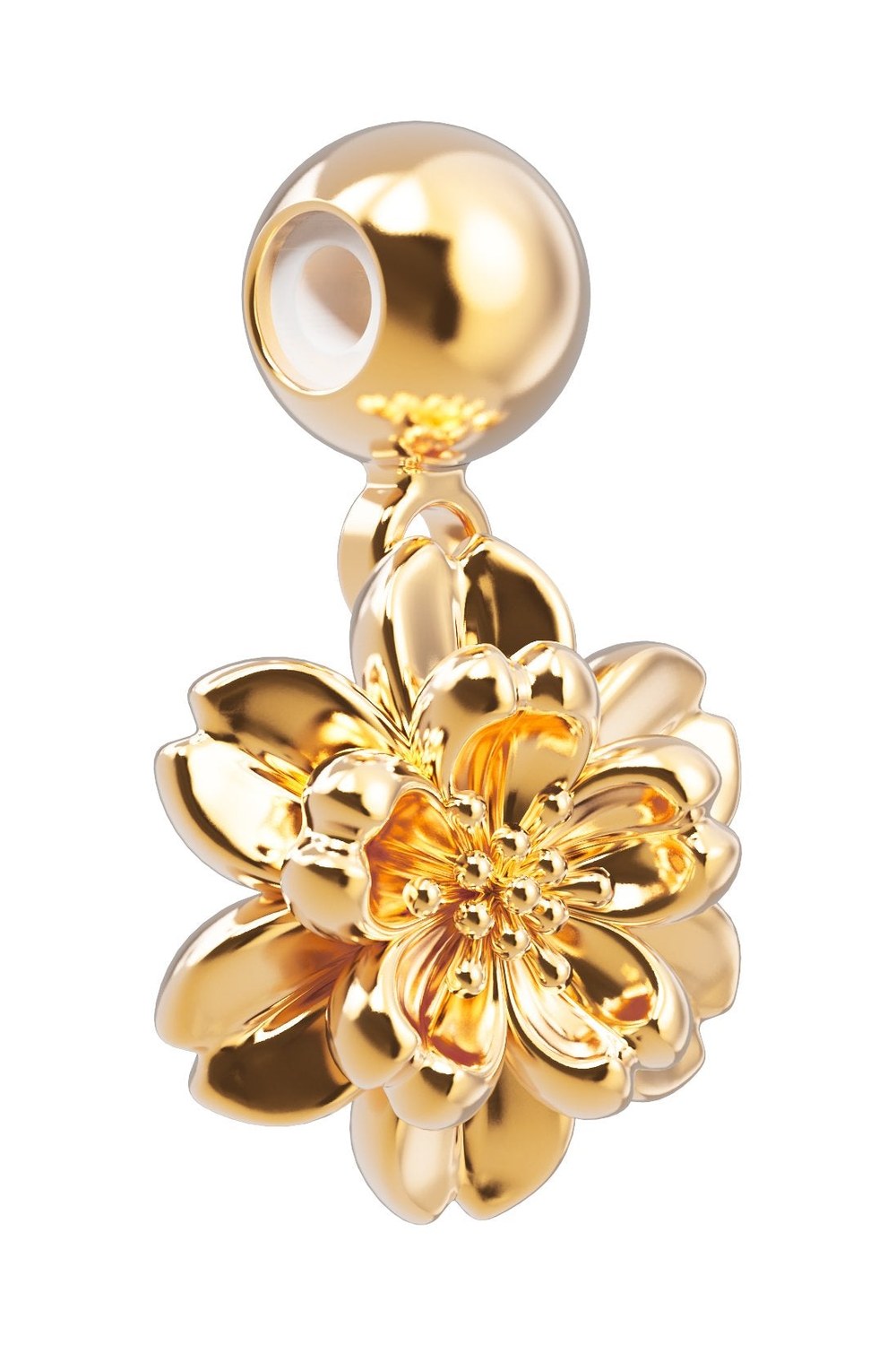 Cherry Blossom Charm, 18 Ayar Altın Kaplama - 0