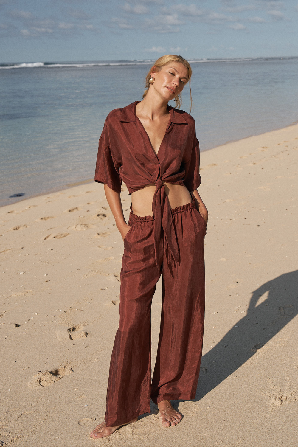 Lucid Flow Tie Pants Burgundy - 0