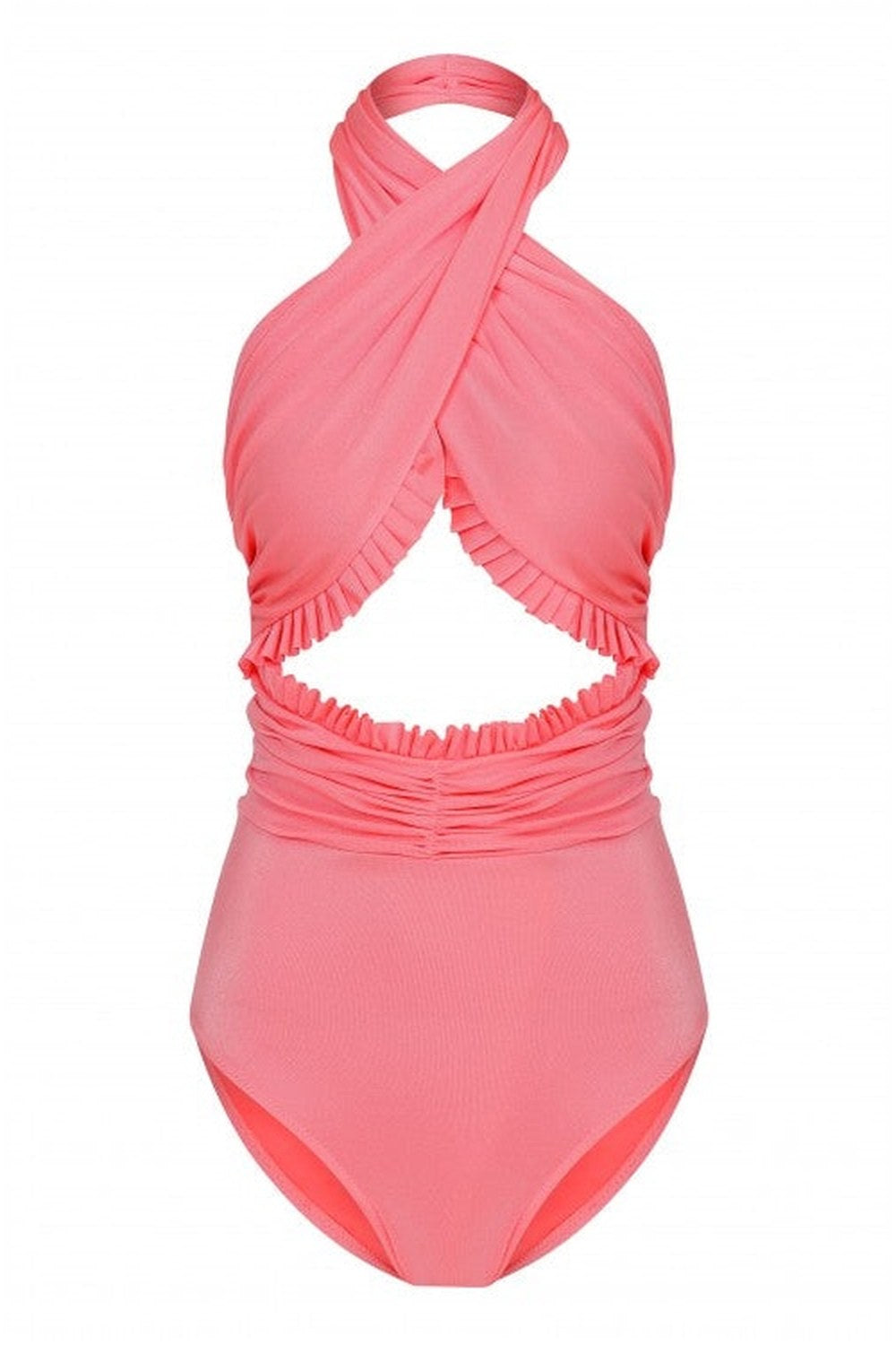Mariana Çapraz Omuz Dekolteli Mayo, Pembe - 2