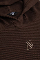 Kahverengi Waffle Bol Kesim Hoodie