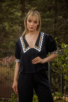 Le-Monade Dreams-Çift Su Taşı Detaylı Siyah Karpuz Kol Gömlek-Gömlek-1-Milagron.com