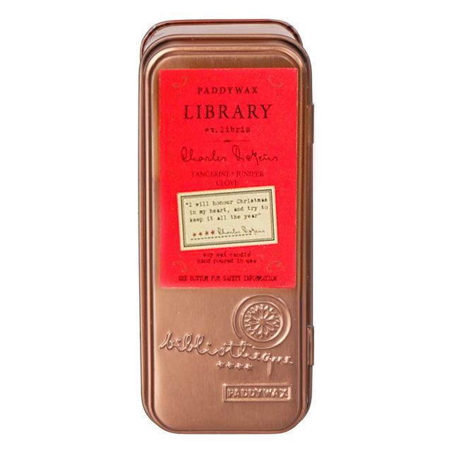 Paddywax Library Candle Two Wick Travel Tin Teneke Mum Charles Dickens