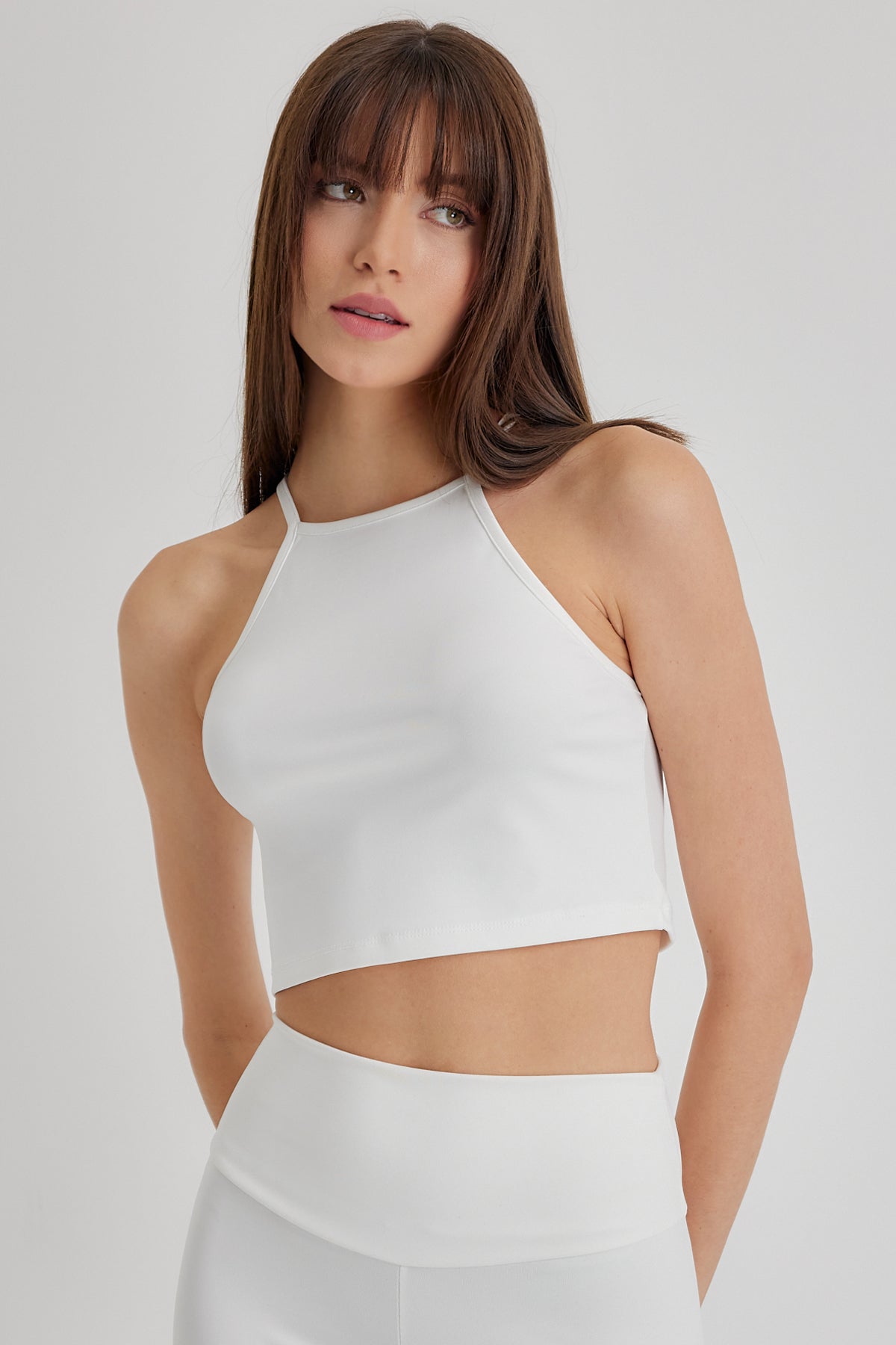 Felicia Bisiklet Yaka Crop Top | Beyaz