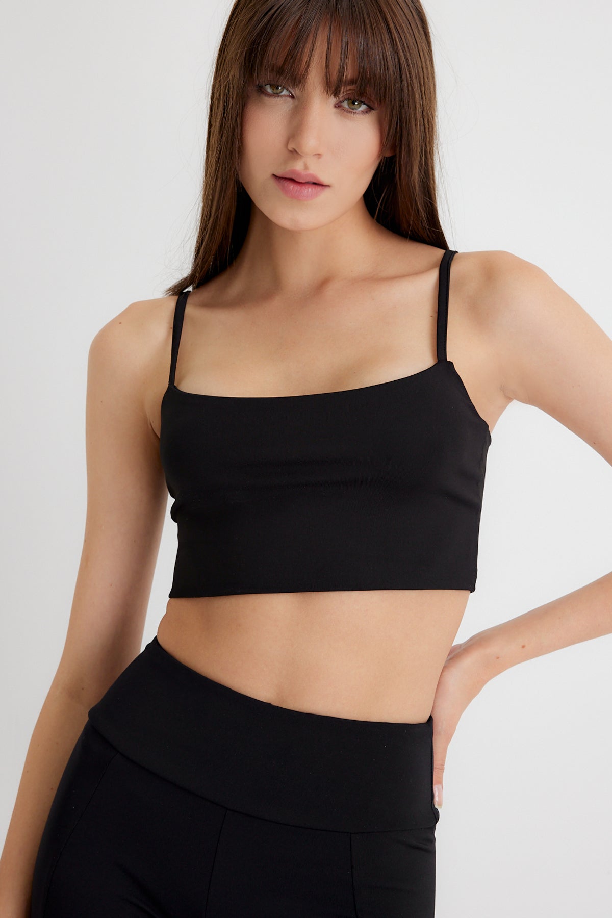 Doris Askılı Crop Top | Siyah