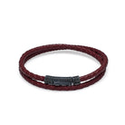Claret Red Double Leather Bracelet In Oxide