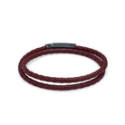Claret Red Double Leather Bracelet In Oxide